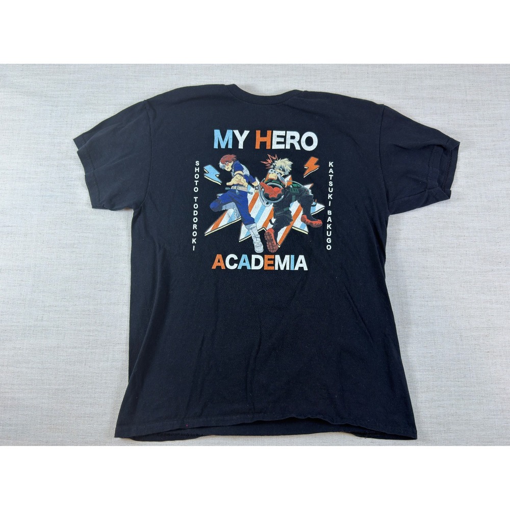 My Hero Academia Todoroki Bakugo Graphic T-Shirt Black Mens Small Anime Tee